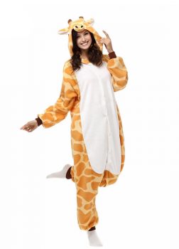 Pyjama Combinaison Girafe Vue De Face Avec Capuche